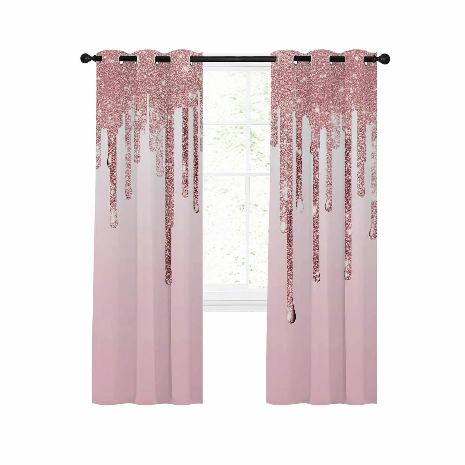 

Pink Droplet Gradient Texture Curtains for Home Living Room Window Decoration Curtains In Home Kitchen Luxury Bedroom Drapes