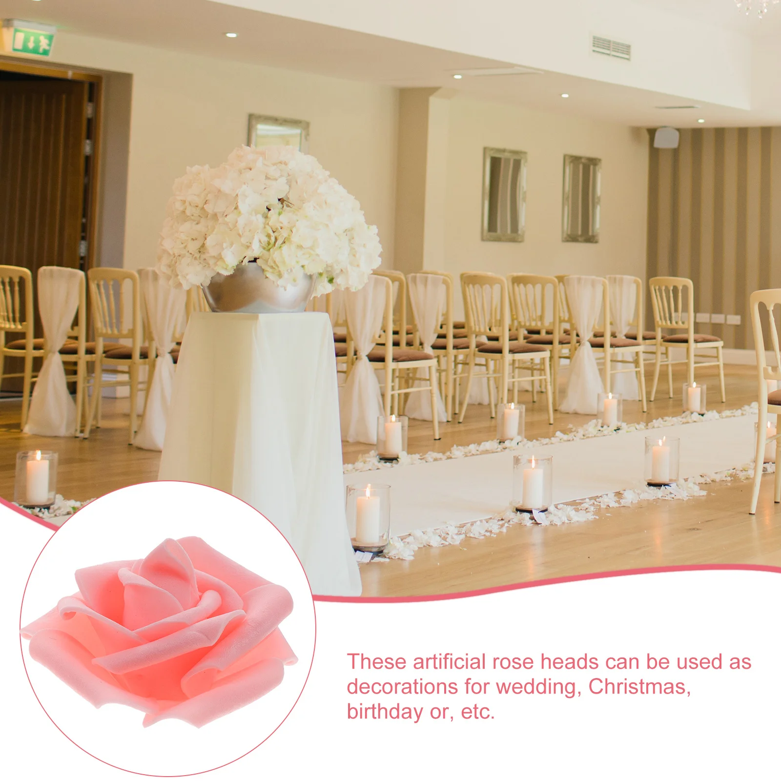 

100Pcs Light Pink Artificial Rose Heads Faux Flowers for Wedding Decor DIY Crafts Light Pink Flowers Fake Rose Head