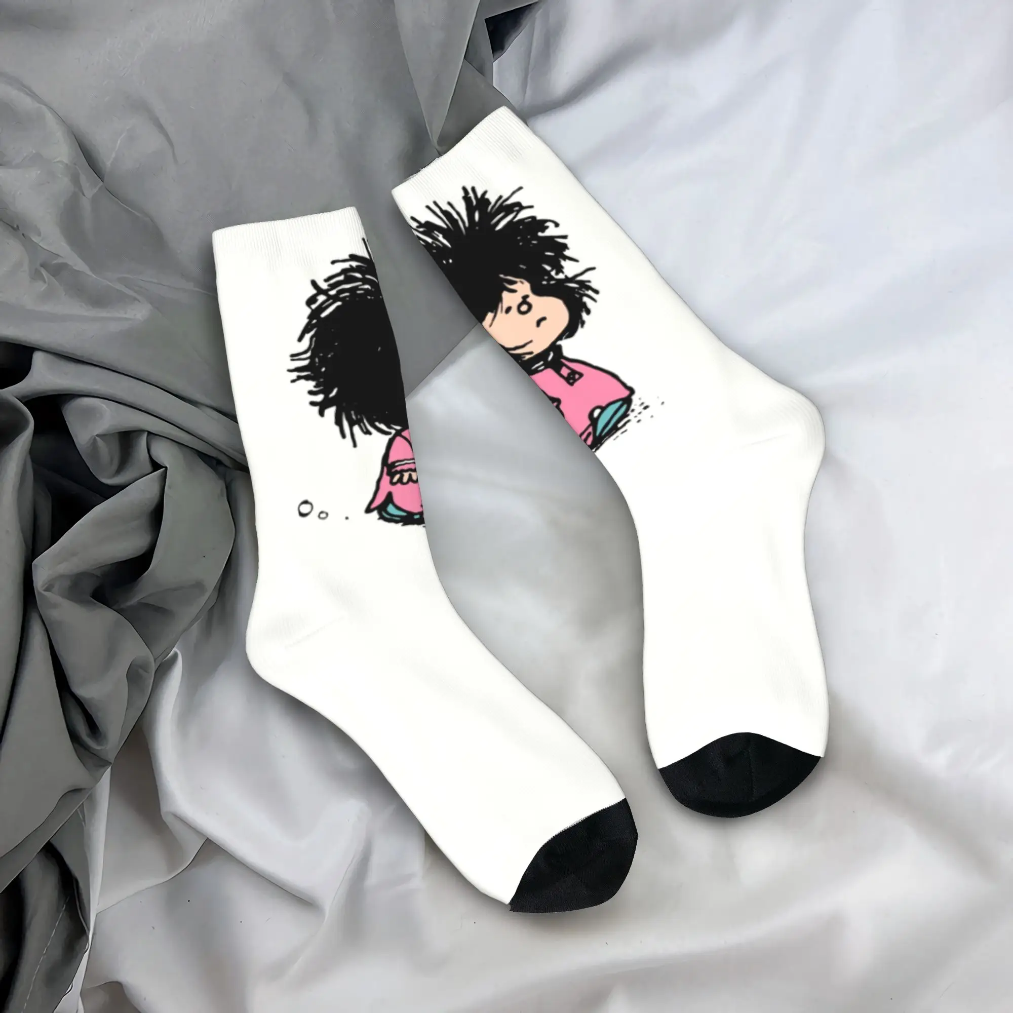 

Custom Humor Manga Mafalda Dress Socks Men Women Warm Funny Novelty Quino Argentina Cartoon Crew Socks