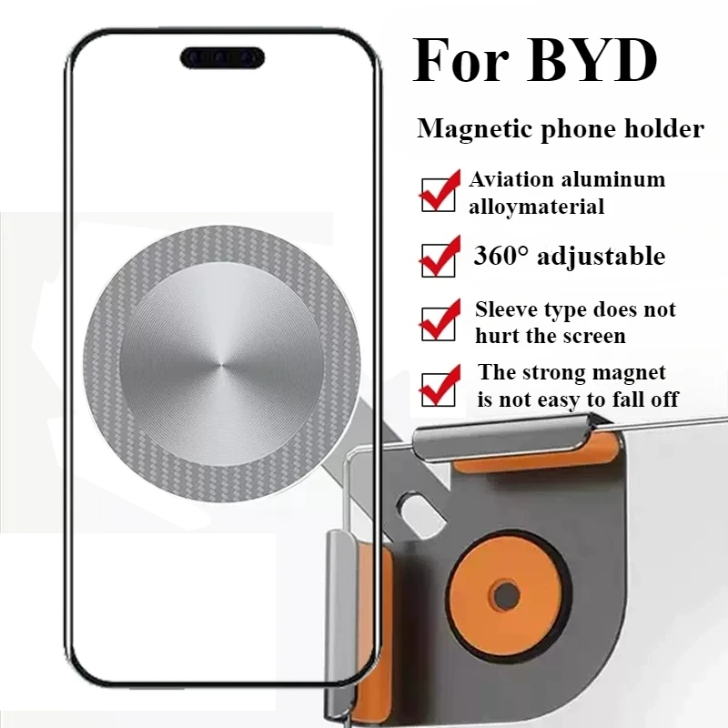 For BYD Qin Plus/Tang Dmi/Han EV/Song Pro Magnetic Suction Central Control Screen, Car Mobile Phone Holder Aluminum Alloy Base