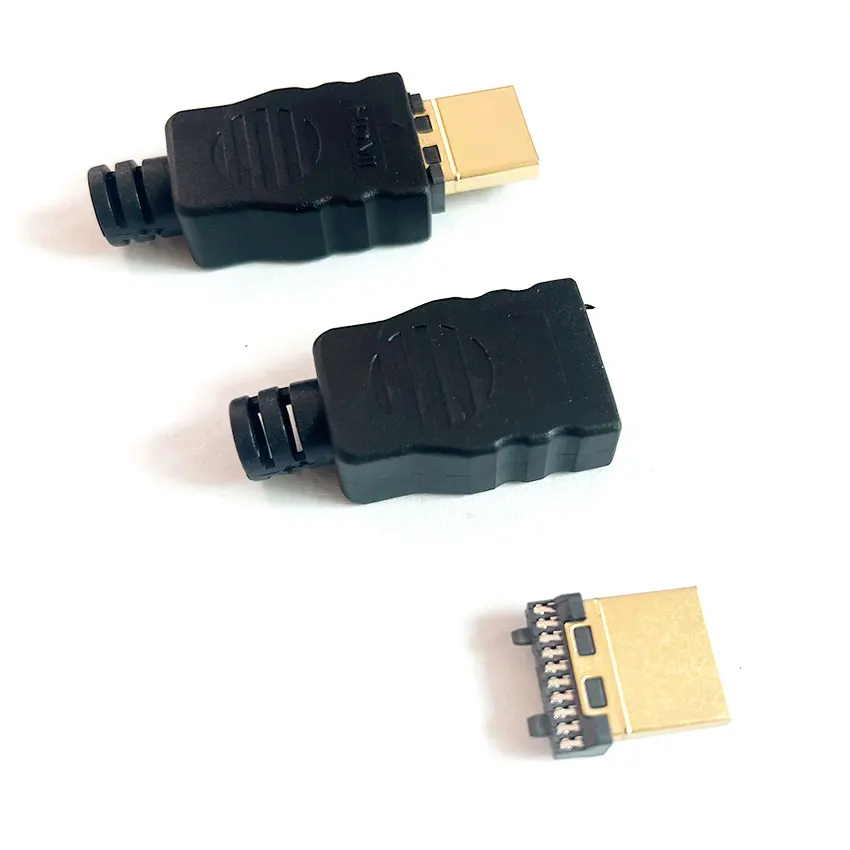 1-2 zestawy pozłacane lutowane męskie złącze terminala HDMI z plastikową obudową zestaw naprawczy złącza HDMI HDMI — zdjęcie 3