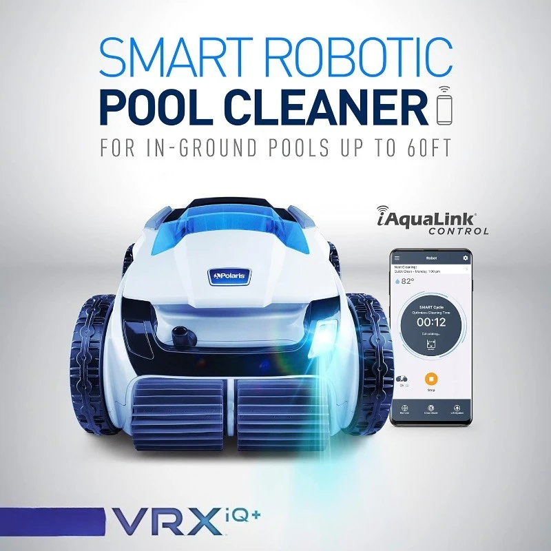 

Smart Robotic Pool Cleaner with iAquaLink Control, Extra Long 70' Cable reducing Swivel, Large Debris