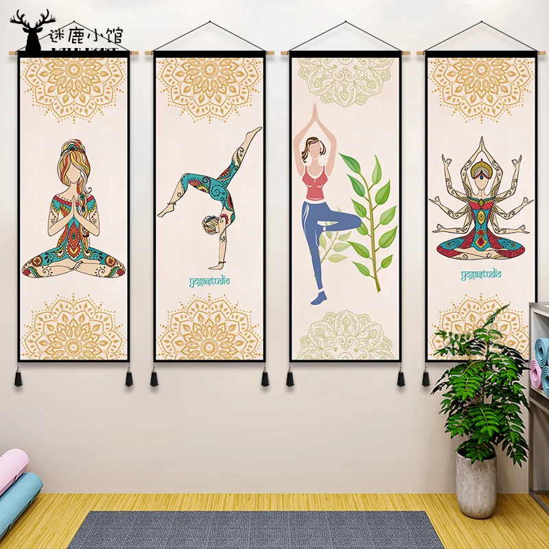 

Thai Spiritual Tapestry Wall Hanging for Yoga Studio & Dance Room - Southeast Asian Fabric Decor Gym Background Mural