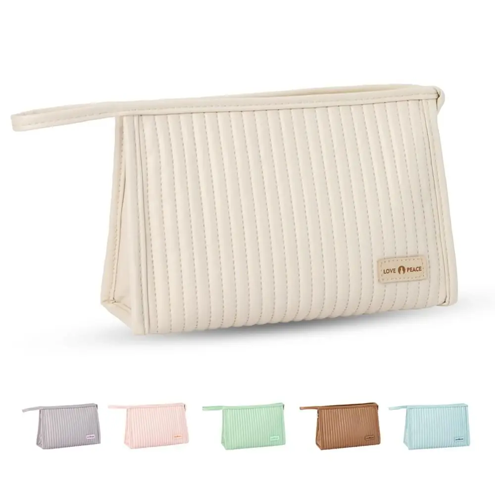 PU Storage Bag Simplicity Wear-resistant Large Capacity Makeup Bag Durable Creamy Texture Protection Box Women