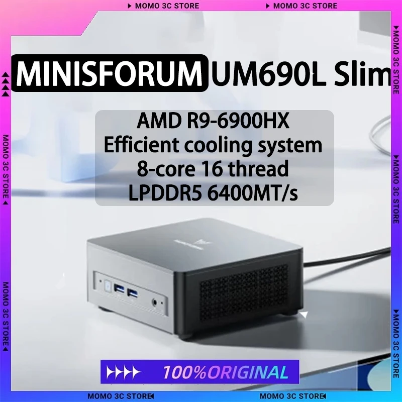 MINISFORUM UM690L Slim AMD R9-6900HX Mini Host Computer Mini Host High Performance Ultra Silent Gaming Office Desktop Small Host