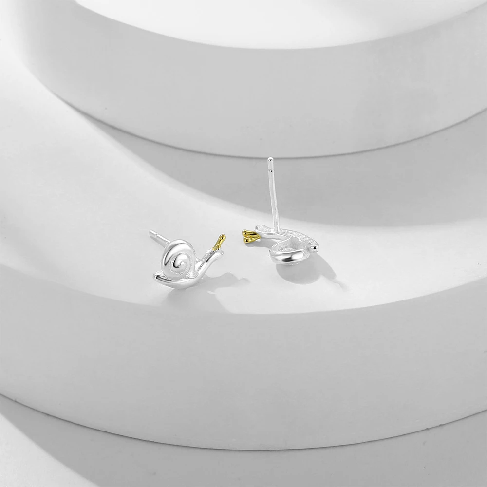 RYJU 925 Sterling Silver Cute Snail Mini Studs Earrings for Women Fashion Enthusiasts Daily Wear Dates Jewelry Accessories Gifts