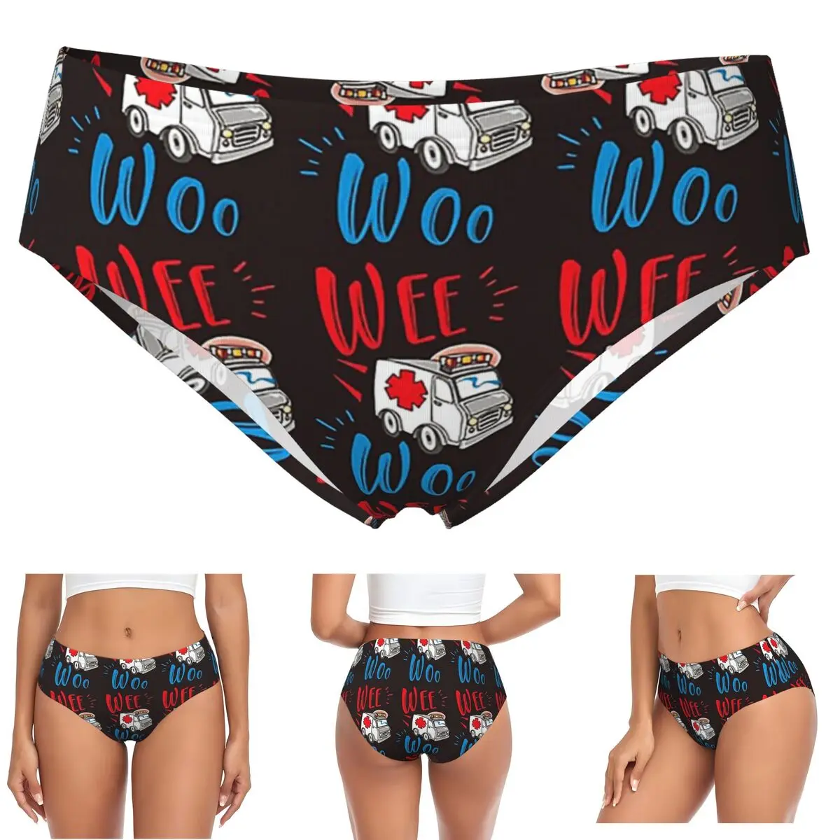 Wee Woo Ambulance Funny Nurse Doctor Gift, Paramedic Panties Briefs Women Comfort Briefs Underwear Breathable Female Underpants