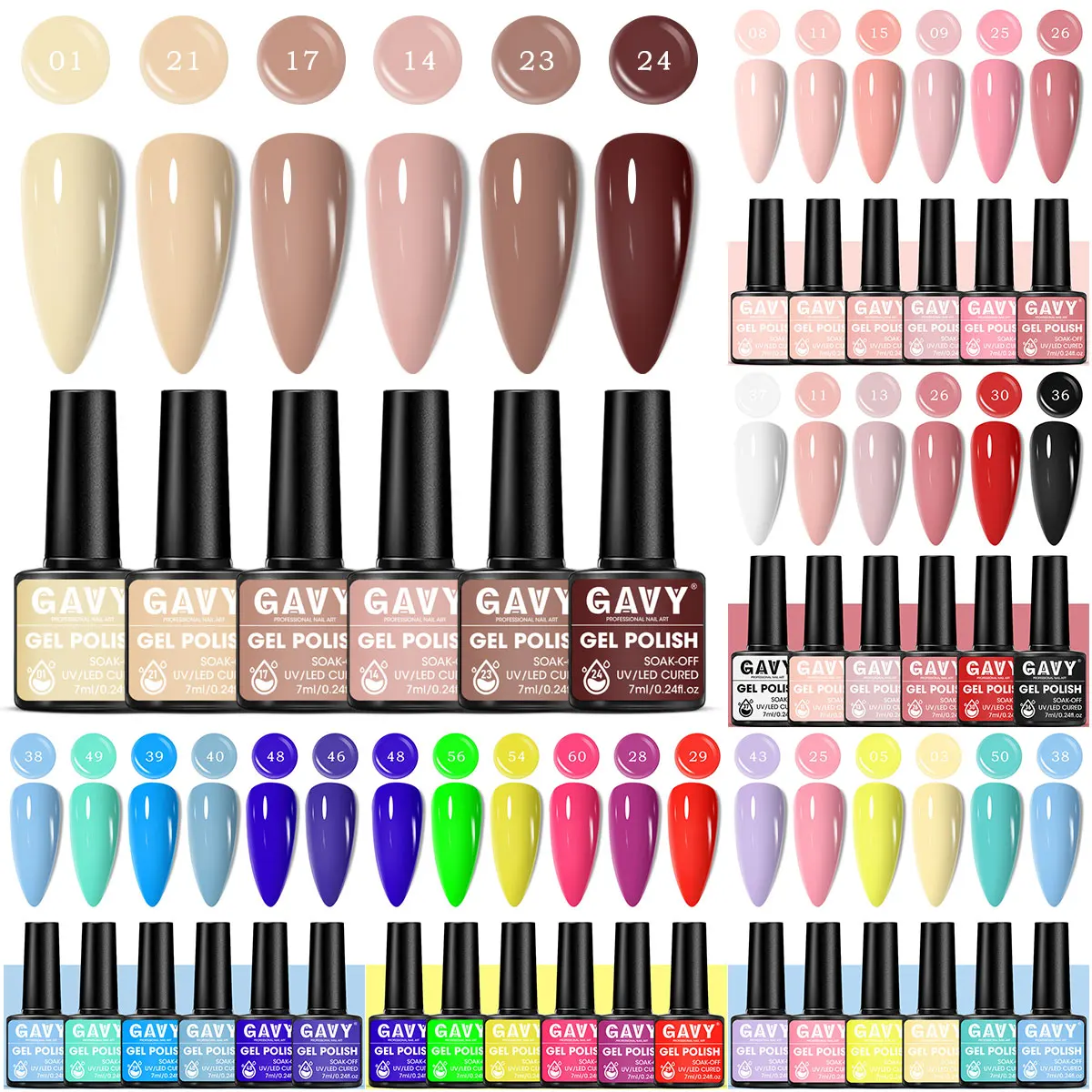

Набор из 6 гелевых лаков для ногтей GAVY, яркие цвета, съемный полуперманентный лак для ногтей со светодиодной подсветкой, стартовый набор «сделай сам»