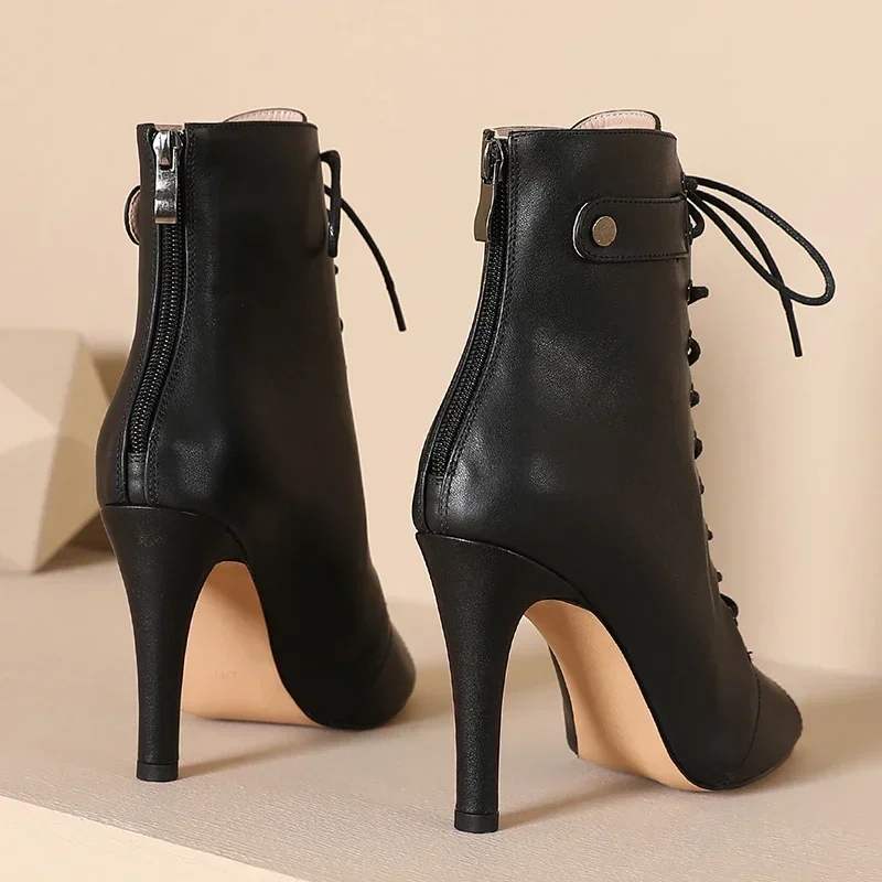 Genuine Leather 2024 New Sexy Women Thin HIgh Heels Trend  Stilettos Jazz Dance Lady Shoes Indoor Customizable Street Big Size