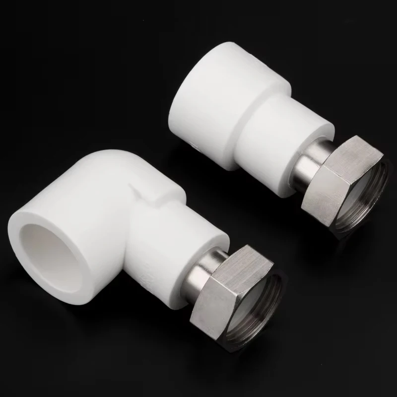 PPR Live Union Connector Copper Female Thread 1/2-1.2 Straight/Elbow/3 Way for Water Heater Pipe Fittings 20-50mm