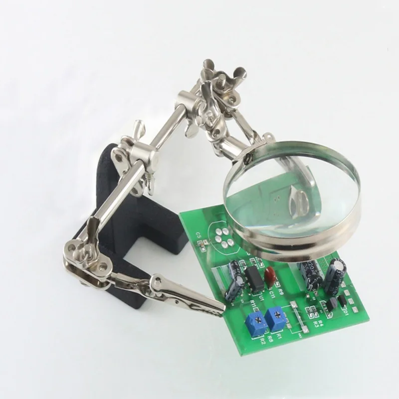 With Welding Magnifying Glass Clip Clamp Third Hand Helping Desktop Magnifier Soldering Repair Tool Soldering Iron Station Stand