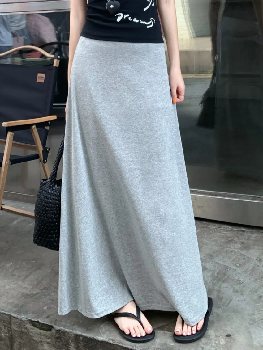 

Alien Kitty M-L Camping Mermaid Maxi Skirts Women Streetwear Slim 2025 Summer Office Lady Casual Daily Soft Knitted High Waist