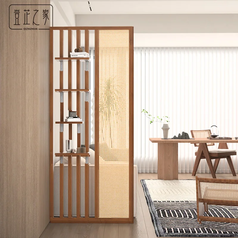 

Japanese-style solid wood screen partition, living room, homestay entrance entrance porch shelter, custom design wabi sandy