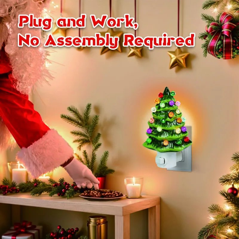 

2024 Christmas Tree Night Lamp Electric US Plug LED Christmas Party Room Decoration Cute Children's Night Light Holiday Gifts