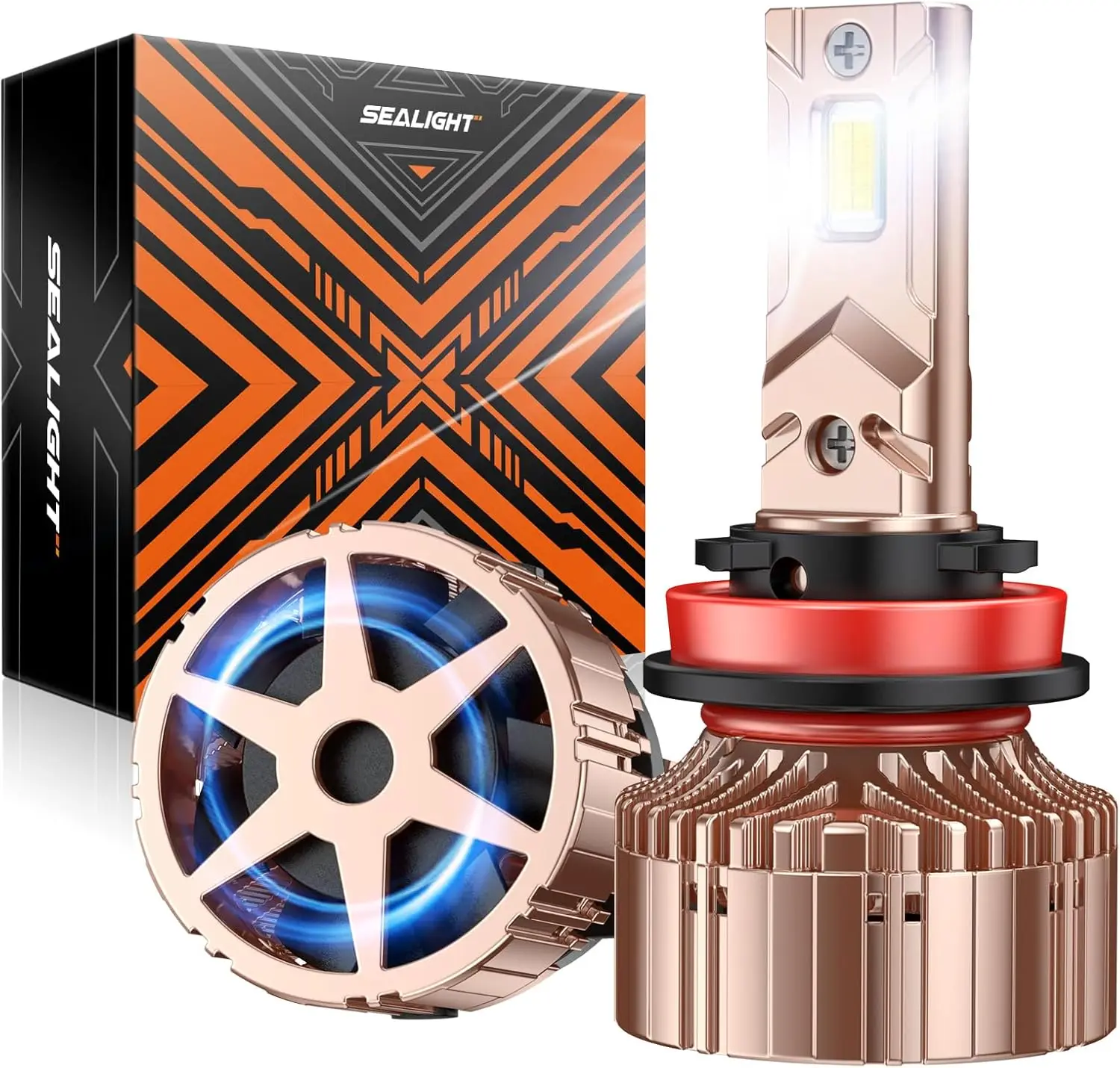 

40000LM H11/H8/H9 LED Bulbs, 360° Adjustable, 6000K White, IP68 Waterproof, Pack of 2