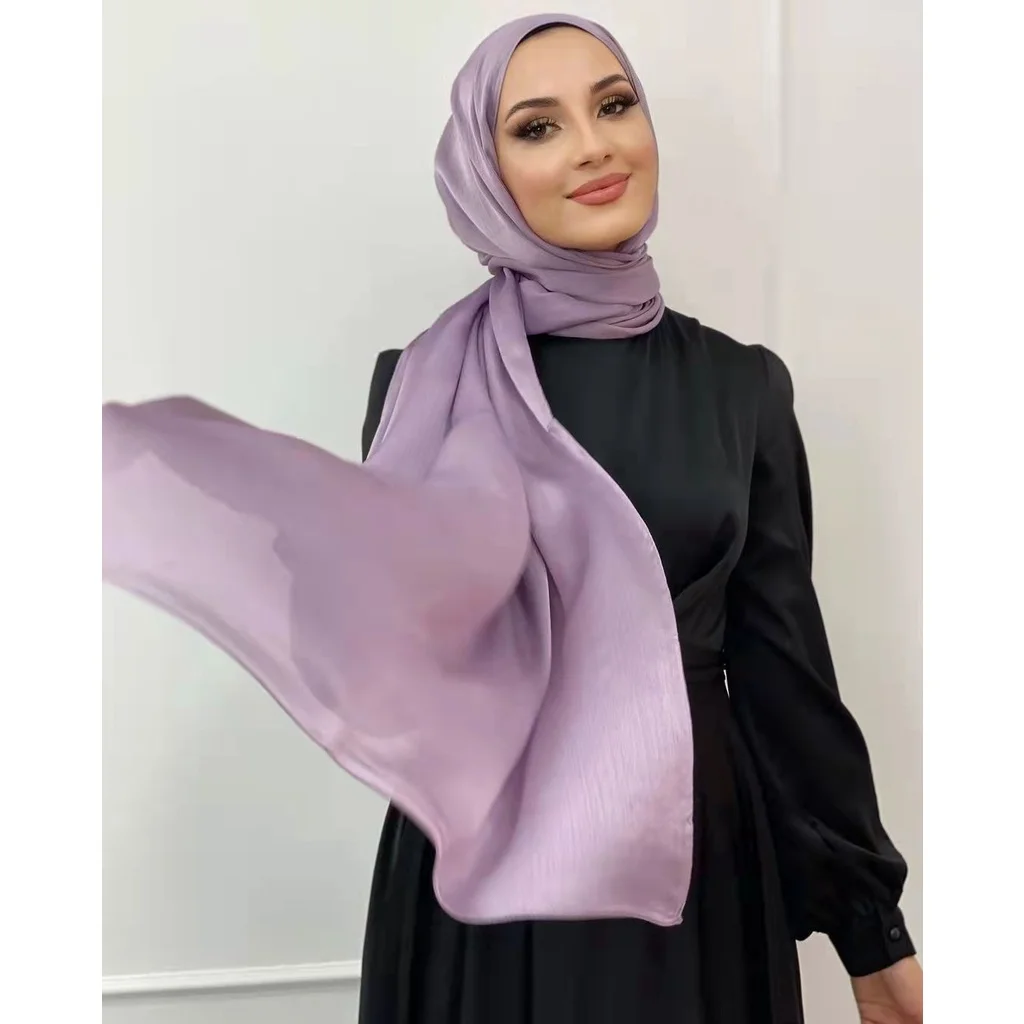 Muslim Satin Scarf Women Luxury Abaya Silk Hijab Islamic Crinkle Hijabs For Woman Instant Abayas Shawl Jersey Dress Turban