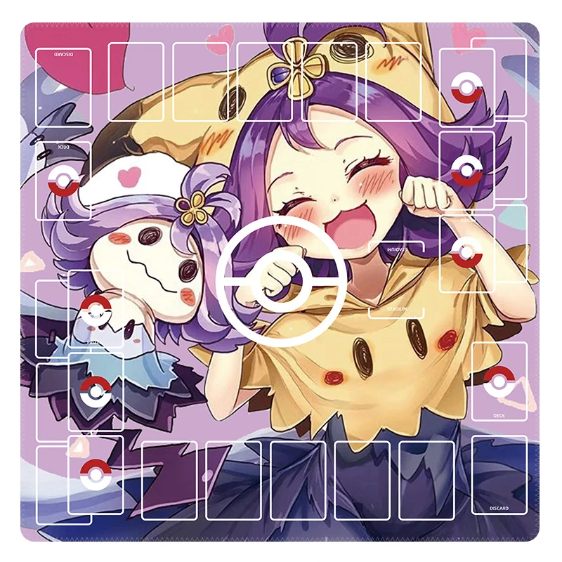 60*60cm 2mm PTCG Pokemon Dedicated GAME Card Mat Battle Acerola Serena Pikachu Charizard Bulbasaur Gift Toy Anime Table Mat