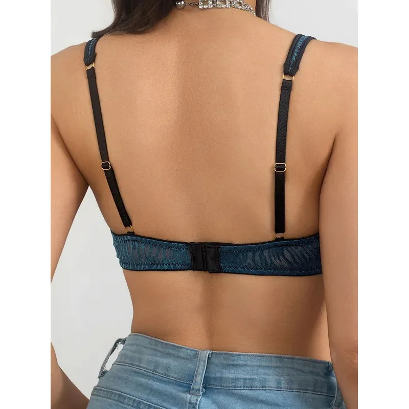 Front Closure Bras for Women Underwire Low Cut Deep V Padded Bralette Seamless Comfy Bras with Support