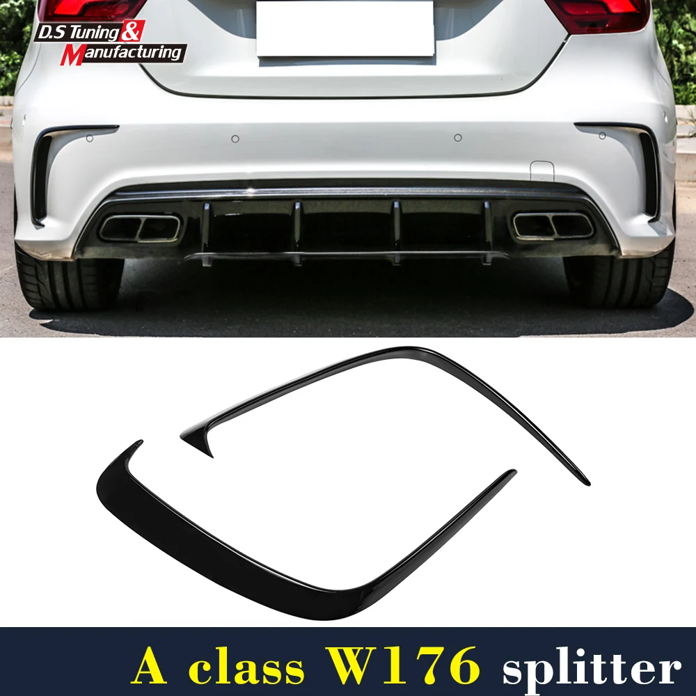 W176 Rear Bumper Lip Spoiler Splitter Canards Vents For Mercedes Benz A Class W176 A200 A250 A45 Hatchback Sport 2013-2018