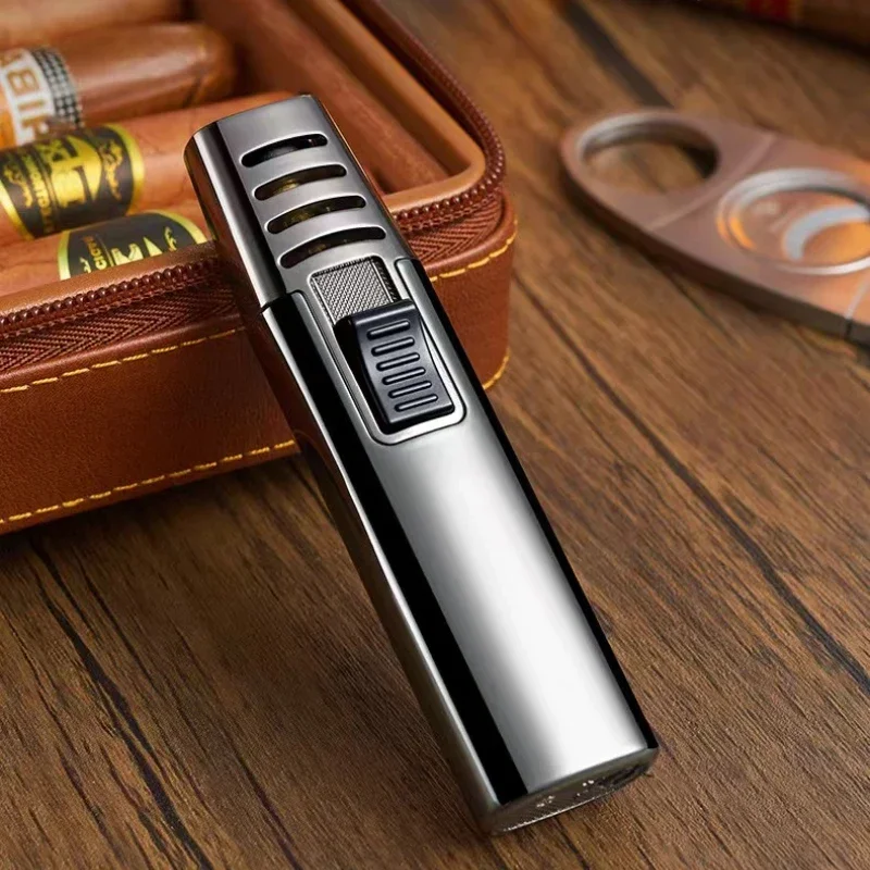 Metal Windproof Powerful Turbo Inflatable Butane Jet Flame Gas Torch Lighter Portable Cigar Lighter Kitchen Household Tool