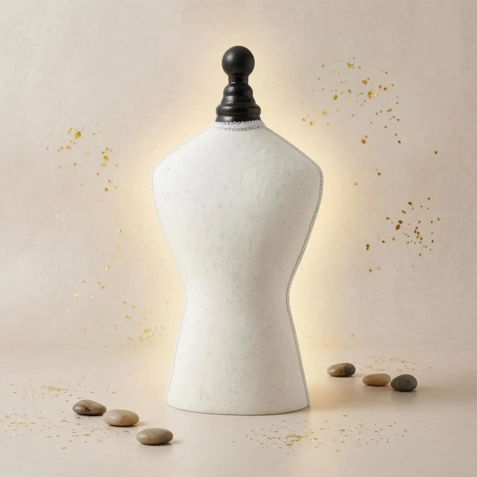 Necklace Display Bust Tapered Waist Linen Textile Display Bust Rounded Shoulders