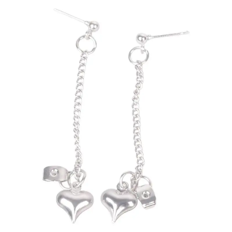 

A52E Fashionable Heart Earrings Long Tassels Love Heart Drop Earrings Simple Line Ear Studs Dangle Eardrop Wedding Jewelry