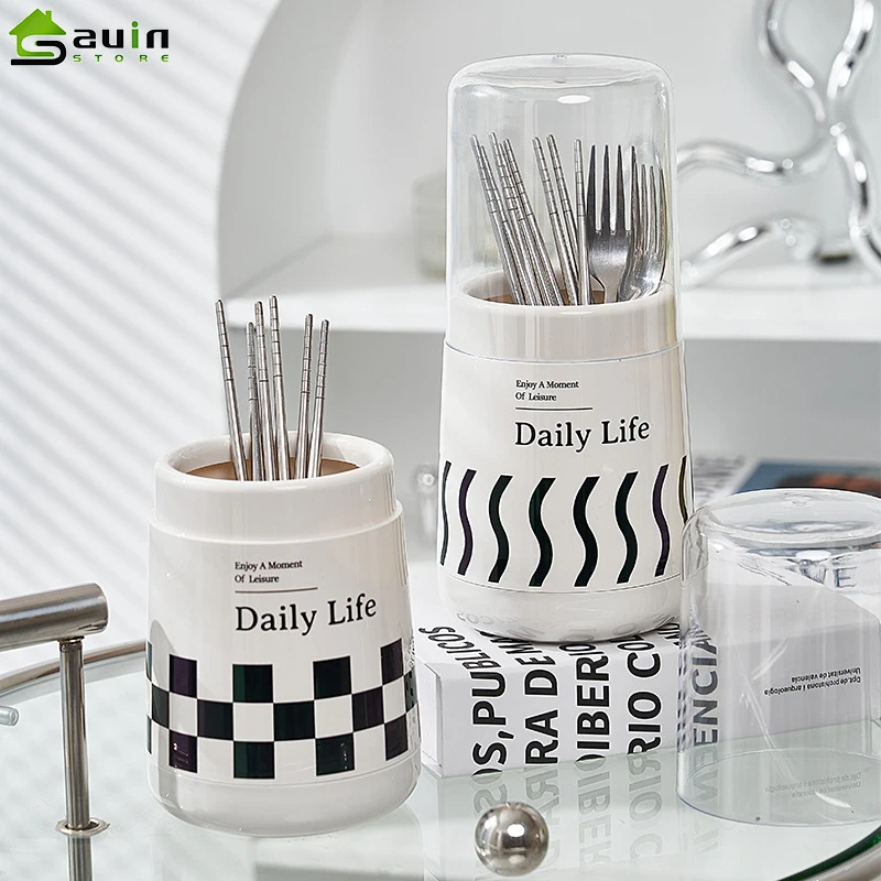 Cutlery Drain Rack Organizer Multi-functional Spoon Fork Chopstick Storage Holder Household Kitchen Tableware Storage Holder Box