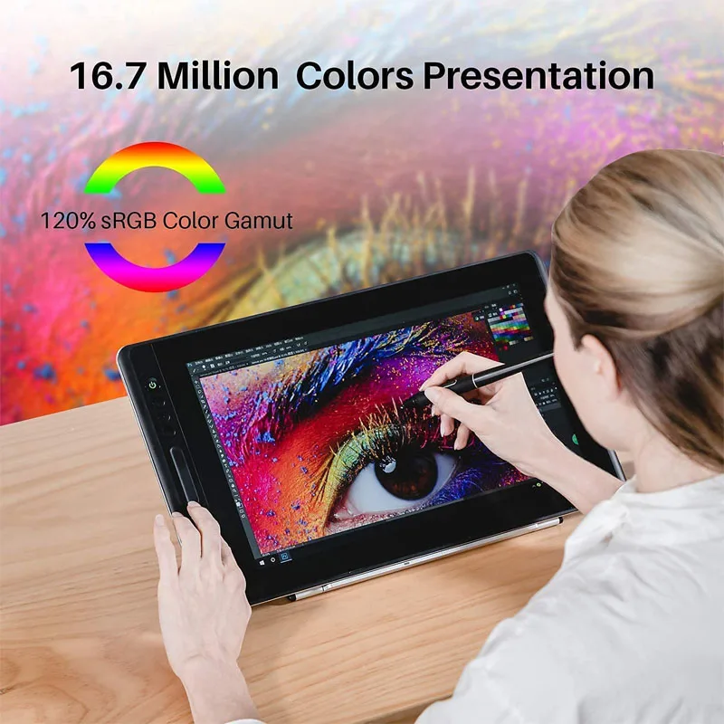 Huion Graphic Monitor Kamvas Pro 16 Drawing Tablet Screen 15.6 Inch Digital Tablets Draw Display with Battery-free Stylus Pen