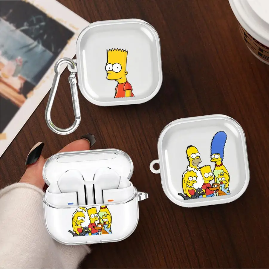 Cartoon The Simpsons Clear Earphone Cases Cover Case For Samsung Galaxy Buds Live 2 4Pro 3Pro 3 FE 4 Pro
