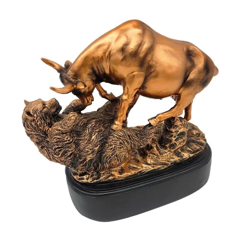 

Bull And Bear Figurine Wall Street Stock Market Bull Statue Exquisite Versatile Resin Tabletop Ornament For Offices Home Decor