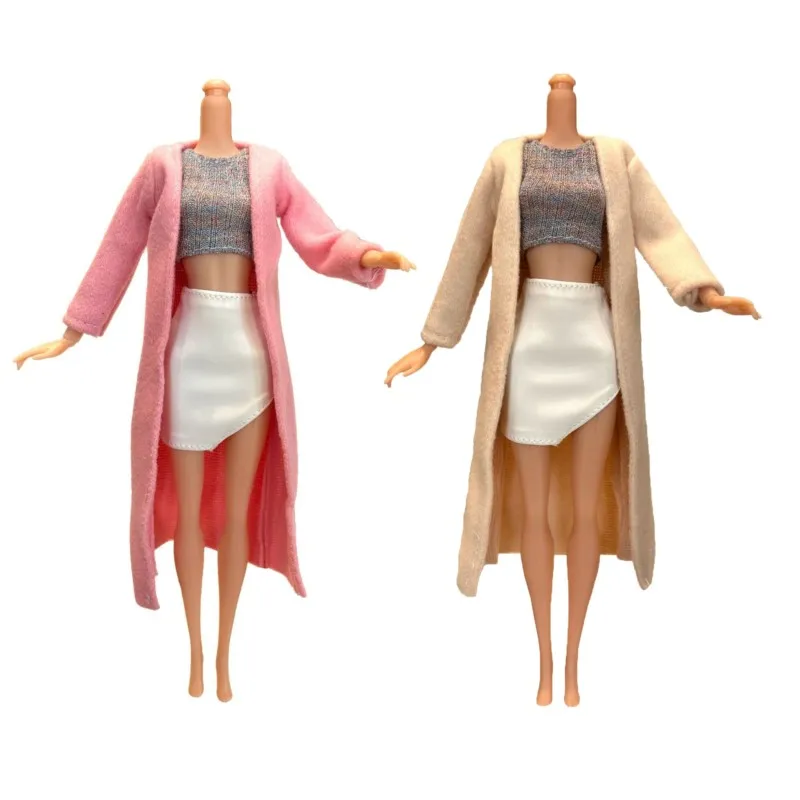 새로운 1세트 인형 옷 코트+이너+스커트 의류 영국 스타일 드레스업 소녀 놀이집 장난감 30CM 1/6 BJD 인형 액세서리