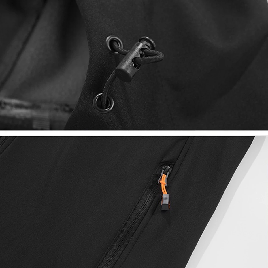 Autumn Fleece Windbreaker Jacket Men Fashion Casual Solid Color Waterproof Jacket Coat Male