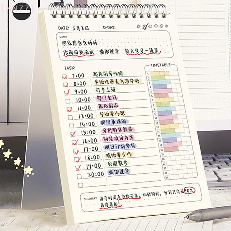 80 แผ่น Simple Planner Agenda SPIRAL Notebook ตาราง Planner หนา Notepad รายวันอุปกรณ์สํานักงานเครื่องเขียนนักเรียน