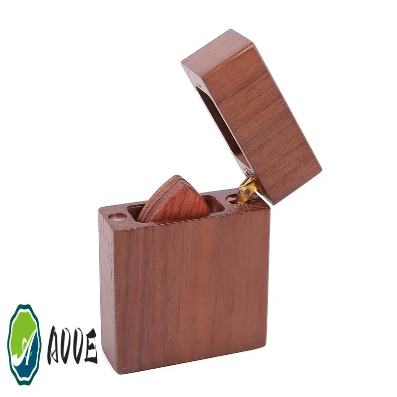 

Acoustic Guitar Picks With Storage Box Wooden Bass Ukulele Musical Instrument Accessories