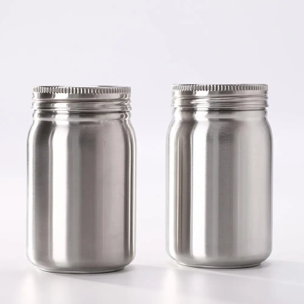 Vaso de Acero Inoxidable de Doble Capa, Tipo Mason Jar, 500ml 700ml, Taza de Cerámica para Cocina, Repostería, Herramientas DIY, Botella Mason