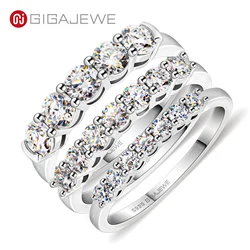 GIGAJEWE  Total 0.3/0.7/1.5/ct 2.3/3/4mm Round Cut D VVS1 Moissanite 925 Silver Ring Diamond Test Passed Fashion Woman Girl Gift