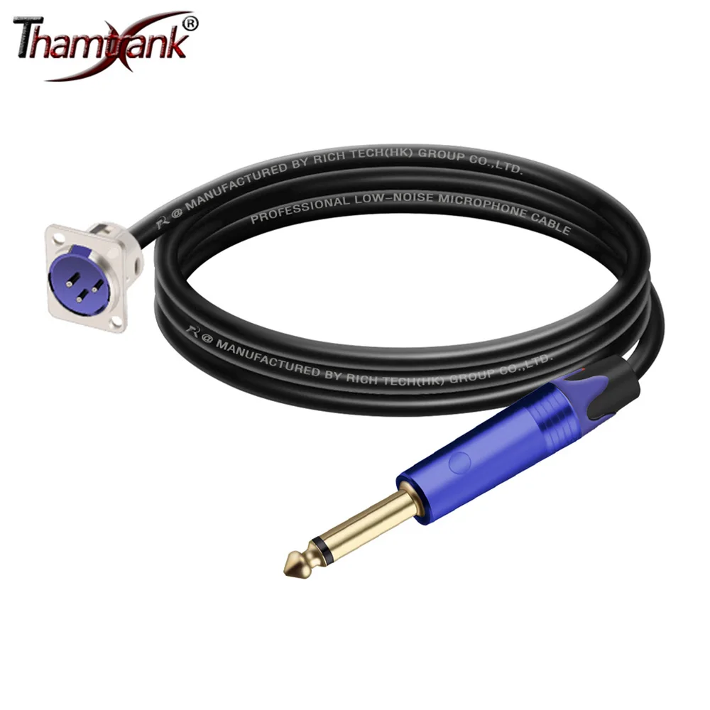 

D-Type 3Pin XLR Male Panel Mount MIC Socket to 6.35mm 1/4 Inch TS/TRS Jack Pass Through Converter Audio Extension Shielded Cable