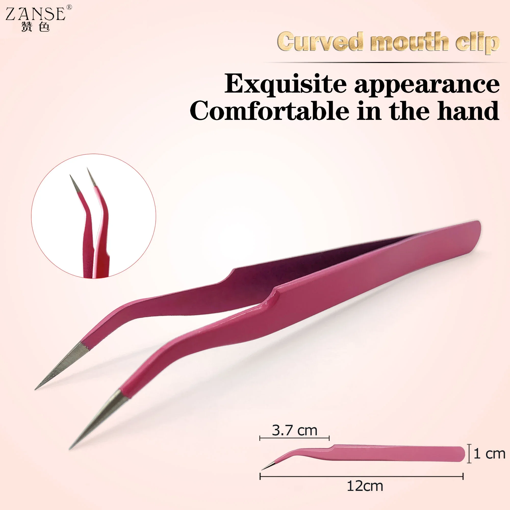 ZANSE Pinzette in acciaio inossidabile Estensione ciglia Applicatore per estensione ciglia ad alta precisione Forniture per trucco