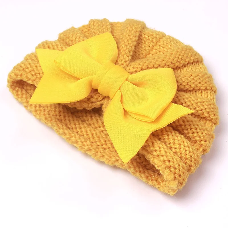 Winter Newborn Baby Beanie Cap Bow Woolen Knit Hat for Boys Girls Autumn Turban Cap Infant Bonnet Babies Warm Accessories 0-2Y