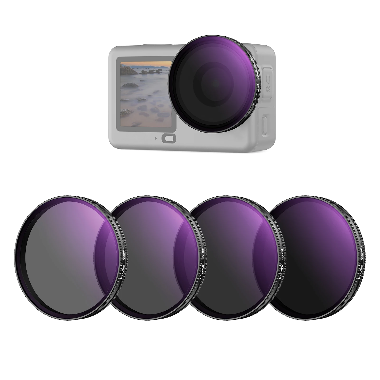 NEEWER ND/PL Filterset für DJI Osmo Action 6, ND8/PL+ND16/PL+ND32/PL+ND64/PL Polarisierende Neutraldichte-CPL-Objektivfilter – Detail 1