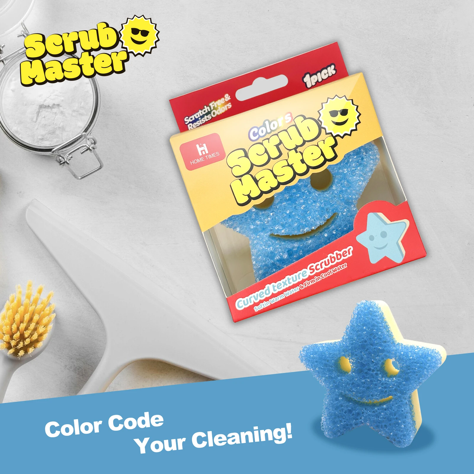 Scrub Master - Scratch-Free Multipurpose Dish Sponge - BPA Free & Made with Polymer Foam - Stain & Odor Resistant Kitchen Sponge