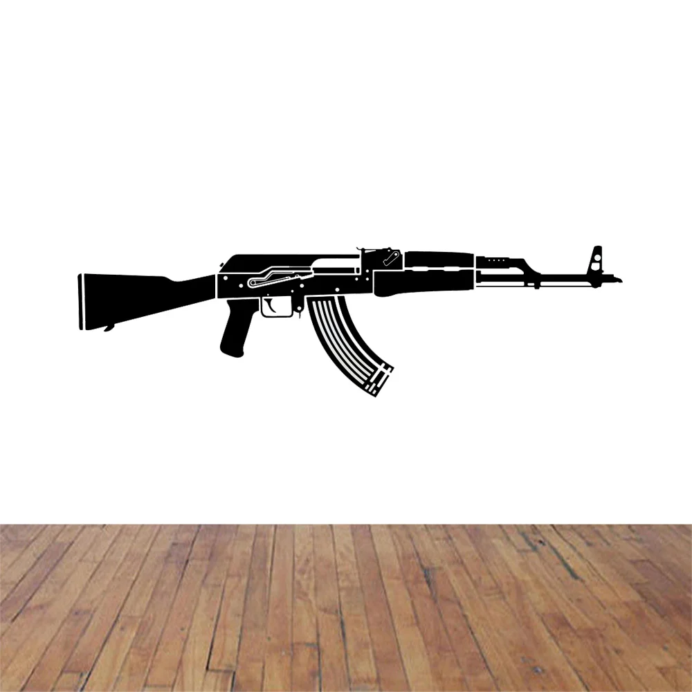 AK47 Gun Army Solider Wall Sticker Boy Room Bedroom Ak47 Rifle Clip Fir Earm Wall Decal Play Room Living Room Vinyl Decor