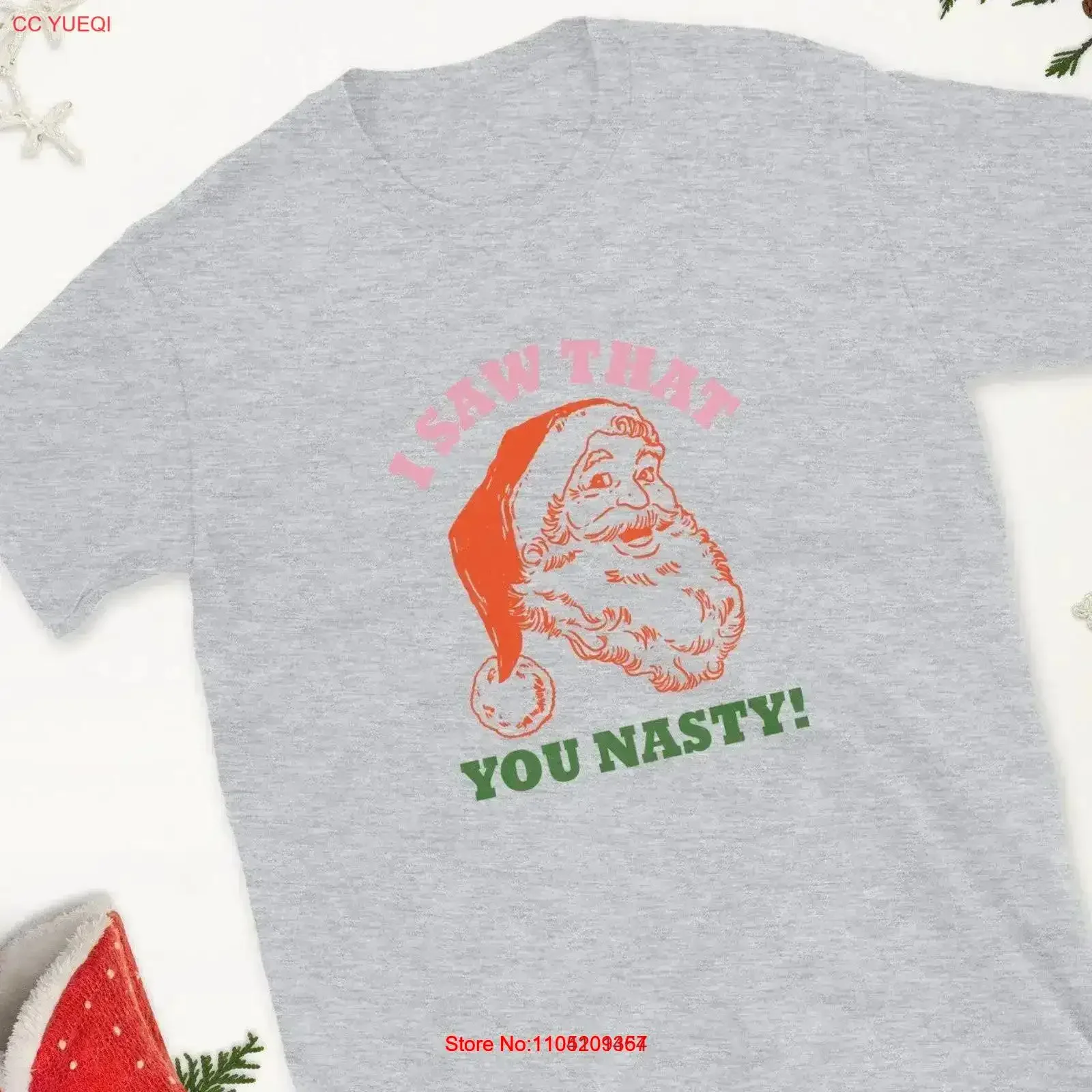 

Забавная рождественская футболка I Saw That You Nasty Gag Santa Mr Claus Saint Nick, винтажный стираный топ для повседневной носки, слегка унисекс