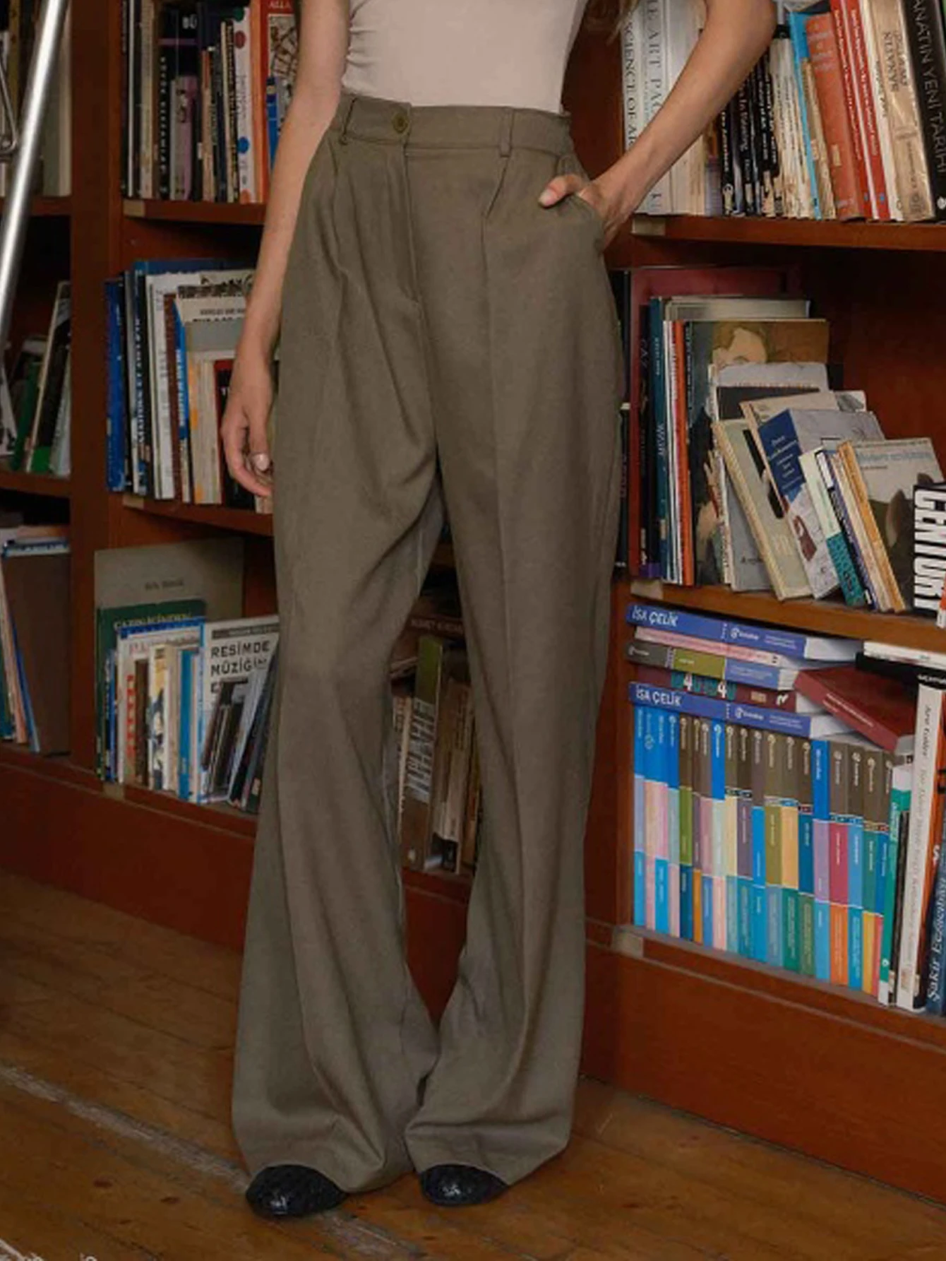 

Women's Khaki High Waist Wide Leg Pants | 2026 New Pleated Draped Flattering Office Casual Suit Trousers