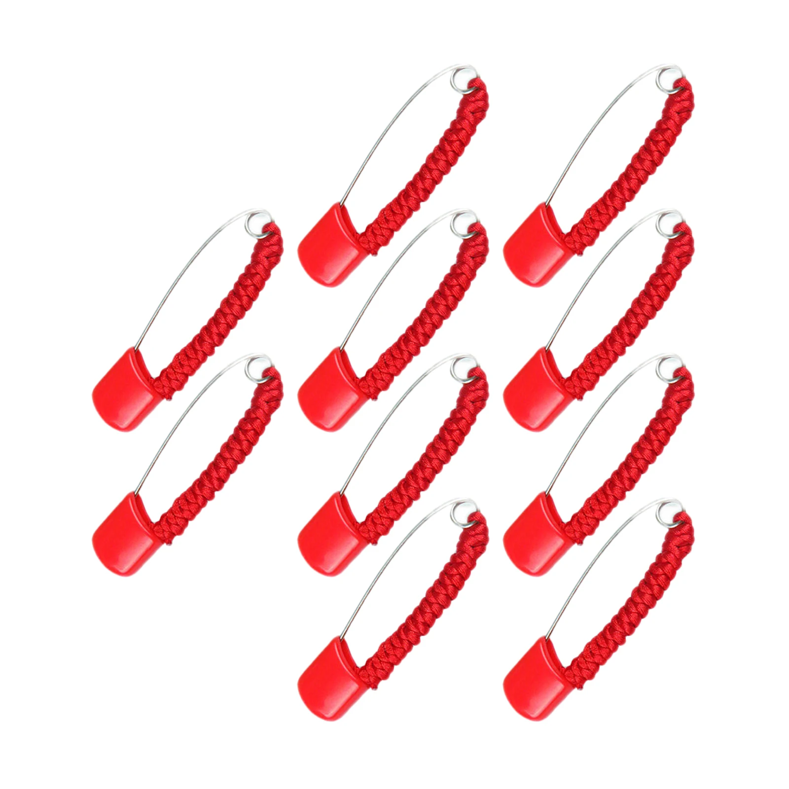 

10Pcs Red Cloth Safety Brooches Creative Colorful Durable Round Pins Clothes Accessories Anti-Fall Smooth Design