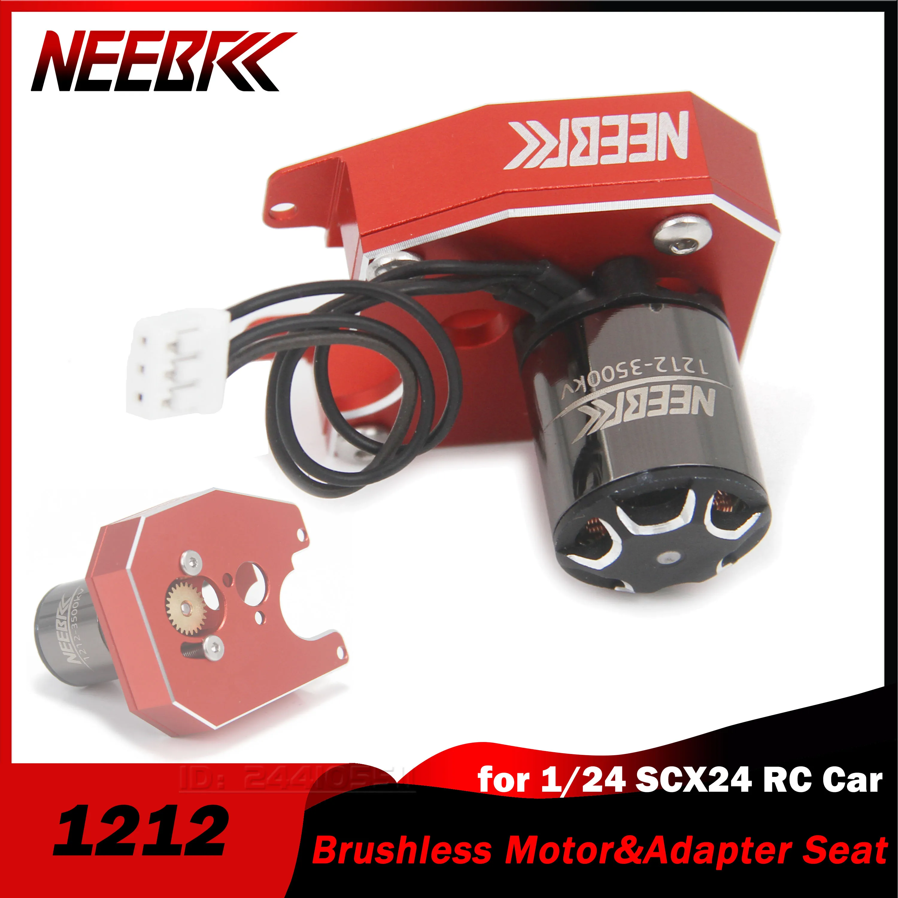 

NEEBRC 1212 Outrunner Brushless Motor 3500KV 24T Gear w Adapter for 1/24 SCX24 RC Crawler Climbing Drift Car Truck Upgrade Part