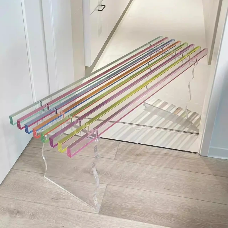 

Acrylic rainbow bench Nordic home door ins stool bedroom dining room long strip creative balcony transparent stool