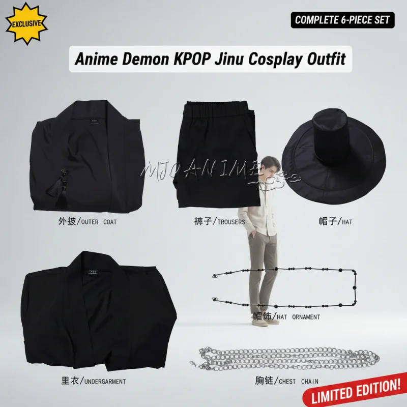 

☆SunlCos Anime Demon Cosplay Costume Saja s Jinu Black Robe Unisex Halloween Outfit for Adult☆