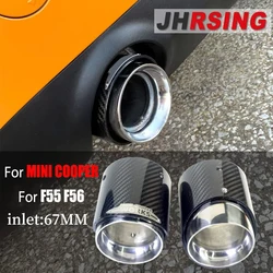 1 Piece Blue/Black/Silver Carbon Fiber Muffler Pipe Fit for miniCooper S Exhaust Tip 18-19years F56F55 Low Version Inlet：67mm