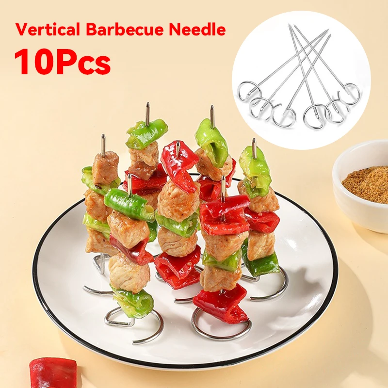 

10pcs Stainless Steel Skewer Grill Kabob Skewers Sticks For Grilling Reusable Kebab Barbecue BBQ Stick Special Baking Needle